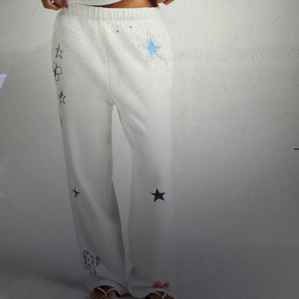 Skims Marble Bunny cotton fleece classic straight leg pant - Picture 6 of 7